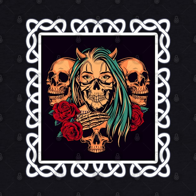 Skulls And Girl Geometrical by JeffDesign